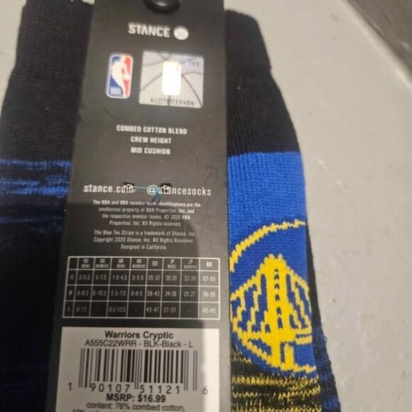 Golden State Warriors Large Socks New Crew - Picture 4 of 4